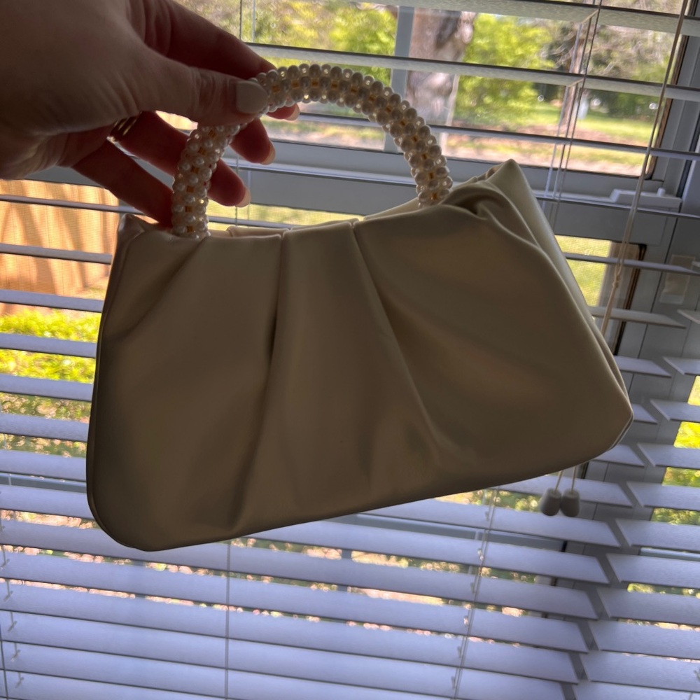 Small White Pearled Wrist Purse